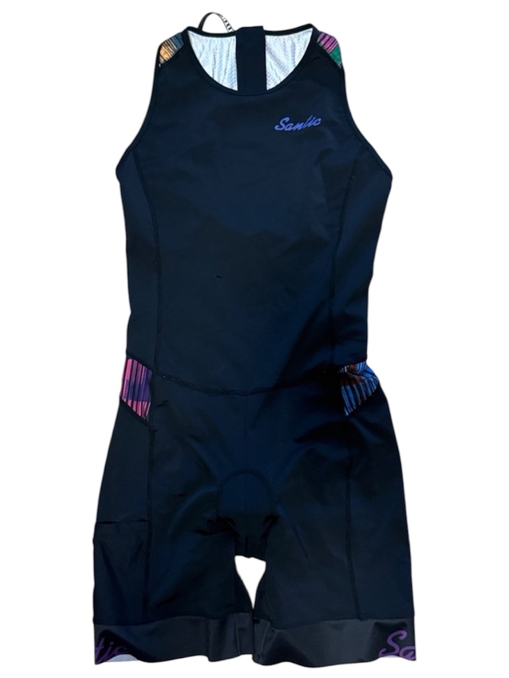 SANTIC WOMENS SLEEVELESS ONE PIECE COMPRESSION TRIATHLON RACESUIT BLACK SZ LARGE